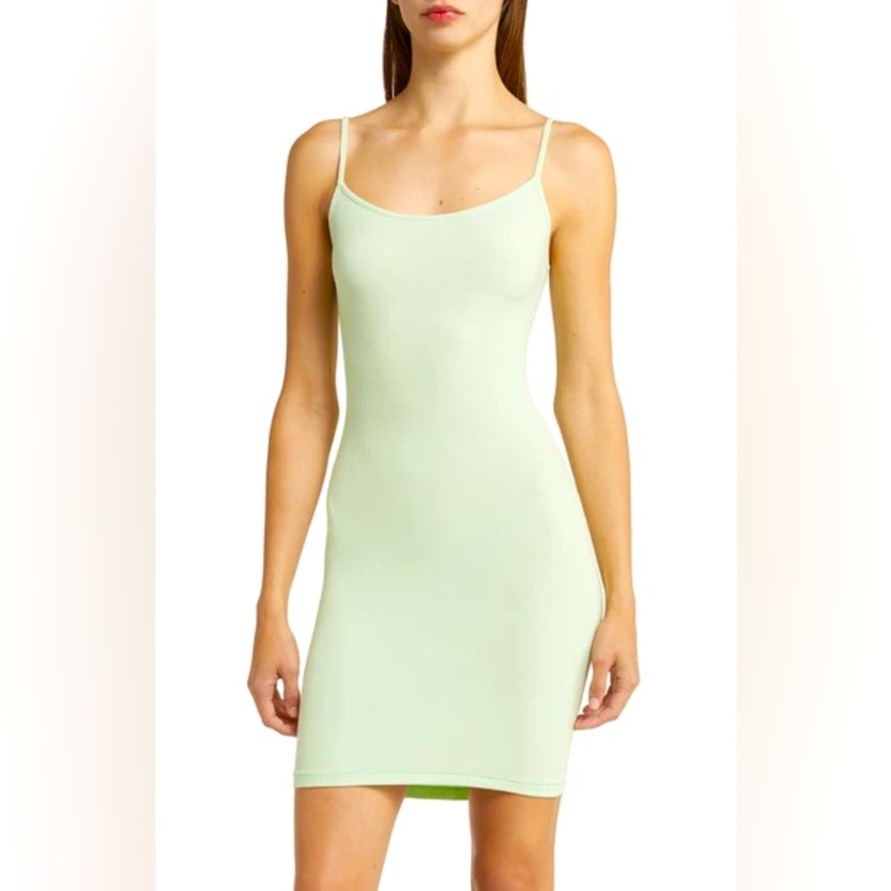 Skims soft lounge rib mini slip dress in honeydew size XS